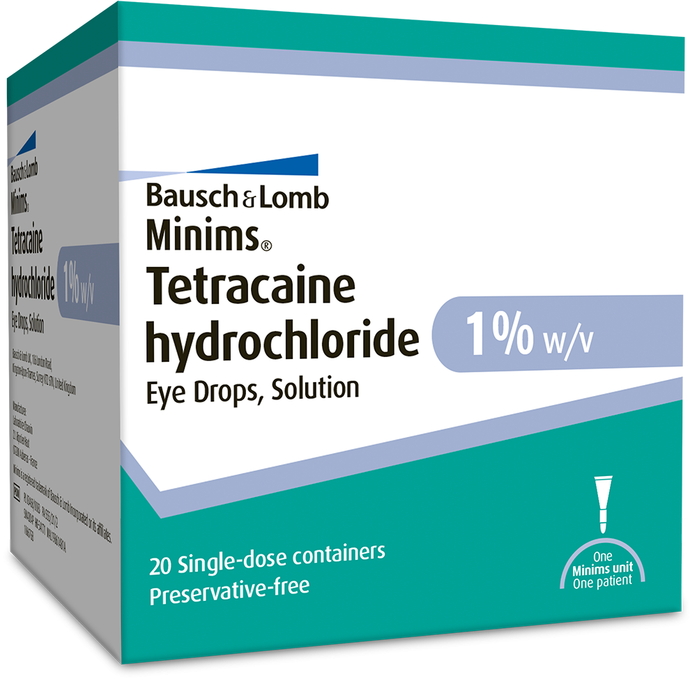 Minims® Tetracaine Hydrochloride 0.5% w/v and 1% w/v, Eye Drops, Solution